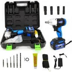 DAY PLUS Clé à Chocs électrique Sans Fil 18 V Couple élevé 420 N.m Clé à Chocs 3 En 1 Perceuse électrique Sans Fil Avec Chargeur De Batterie 6,0 Ah, Entraînement 1/2 Pouce, Double Vitesse -Clé Soldes Magasin 59282168 4
