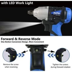 DAY PLUS Clé à Chocs Sans Fil, 21V Boulonneuse A Choc Electrique Avec 1/2'' Chuck, Couple Maximum 420NM, Professional Deboulonneuse A Choc, Pour La Voiture Et La Maison, Bleu -Clé Soldes Magasin 59282179 2