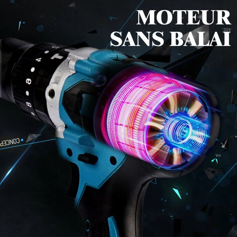 ONEVAN Clé à Chocs électrique, Pistolet à Peinture Sans Fil 800ml, Scie Sabre électrique, Lampe De Poche, Perceuse à Percussion 3 En 1, Pour Outil à Batterie 18v - Perceuse à Percussion Avec 2*batterie+1*sac 5 ONEVAN Clé à Chocs électrique, Pistolet à Peinture Sans Fil 800ml, Scie Sabre électrique, Lampe De Poche, Perceuse à Percussion 3 En 1, Pour Outil à Batterie 18v - Perceuse à Percussion Avec 2*batterie+1*sac – Image 3