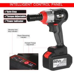 TANCYCO NANWEI Clé à Chocs Sans Fil 380 Nm Moteur Sans Balai 1/2 Et 1/4 Pouce Mandrin Rapide 6.0A Avec Chargeur Rapide Kit D'impact Multifonction à Vitesse Variable Avec Mandrin De Perçage à Clé Et 17 Accessoires,EU Plug 1 Kit D'accessoires De Luxe Pour Batterie -Clé Soldes Magasin 60221743 4