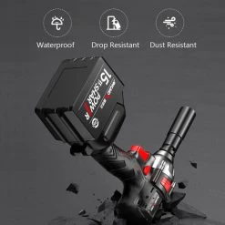 TANCYCO Clé à Chocs Sans Fil Brushless 880NM à Vitesse Variable Avec Batterie Li-ion 21V Prises 17-22mm 2 Convertisseurs Patte De Forage 13mm Pour Voiture Et Maison,Le Noir,Prise UE -Clé Soldes Magasin 60221983 4