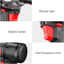 TANCYCO Clé à Chocs Sans Fil Brushless 880NM à Vitesse Variable Avec Batterie Li-ion 21V Prises 17-22mm 2 Convertisseurs Patte De Forage 13mm Pour Voiture Et Maison,Le Noir,Prise UE -Clé Soldes Magasin 60221983 5