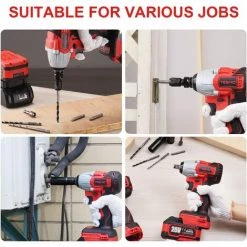 Brushless Clé à Chocs Sans Fil Sans Avec Adaptateur,1*Batterie 3.0AH TEENO,5 Douilles à Chocs, Avc 26pcs Accessoires, Boite En Plastique (Une Batterie) -Clé Soldes Magasin 63862139 5