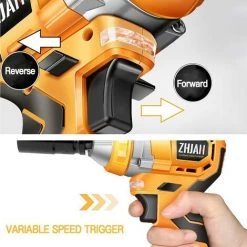 ZHJAN 21V Impact Driver, Clé à Chocs Sans Balais à Couple élevé De 1/2 Pouce, Perceuse Combinée Sans Fil Professionnelle Avec 2 Batteries PCS 4.0Ah, Chargeur Rapide -Clé Soldes Magasin 63923634 3