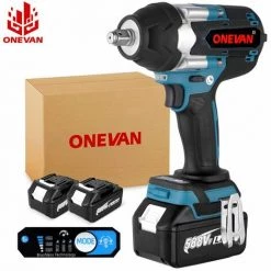 ONEVAN Clé à Chocs Sans Fil Brushless électrique, 1800Nm 1/2 Pouces, Boulonneuse A Choc Convient Pour Batterie 18V Makita - Avec 2 Batteries