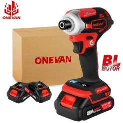ONEVAN Clé à Chocs Sans Fil Brushless 588NM, Tournevis électrique Sans Fil 5 Vitesses Avec 3 LED Convient Pour Batterie Makita 18V - Avec 2 Batteries
