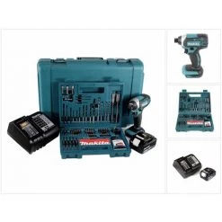 Makita DTD 152 STK Meuleuse à Chocs Sans Fil 18V 165Nm 1/4" + 1x Batterie 5.0Ah + Chargeur + Jeu De 100 Forets + Coffret à Outils -Clé Soldes Magasin 64392329 5