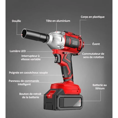 MAGICFOX Boulonneuse A Choc Sans Fil, Perceuse Visseuse Devisseuse San Fil - Avec 2 Batteries 24V, 350 Nm, 0-3000 Tr/min, Lumière LED 4 MAGICFOX Boulonneuse A Choc Sans Fil, Perceuse Visseuse Devisseuse San Fil - Avec 2 Batteries 24V, 350 Nm, 0-3000 Tr/min, Lumière LED – Image 2