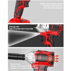 MAGICFOX Boulonneuse A Choc Sans Fil, Perceuse Visseuse Devisseuse San Fil - Avec 2 Batteries 24V, 350 Nm, 0-3000 Tr/min, Lumière LED 8 MAGICFOX Boulonneuse A Choc Sans Fil, Perceuse Visseuse Devisseuse San Fil - Avec 2 Batteries 24V, 350 Nm, 0-3000 Tr/min, Lumière LED -Clé Soldes Magasin 65747097 3