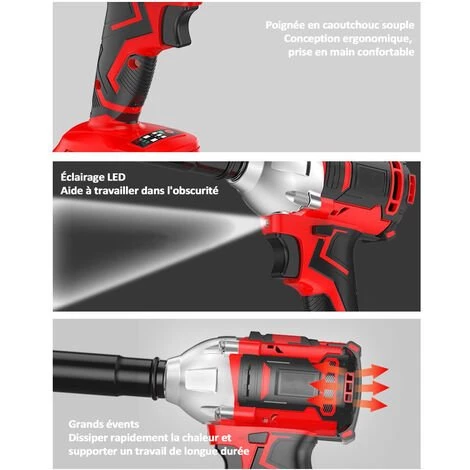 MAGICFOX Boulonneuse A Choc Sans Fil, Perceuse Visseuse Devisseuse San Fil - Avec 2 Batteries 24V, 350 Nm, 0-3000 Tr/min, Lumière LED 5 MAGICFOX Boulonneuse A Choc Sans Fil, Perceuse Visseuse Devisseuse San Fil - Avec 2 Batteries 24V, 350 Nm, 0-3000 Tr/min, Lumière LED – Image 3