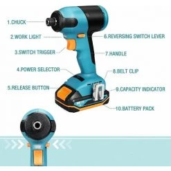 PEDY Clé à Chocs Sans Fil 18V 180Nm Tournevis Sans Fil à Cliquet Brushless Electric -Clé Soldes Magasin 67634413 4