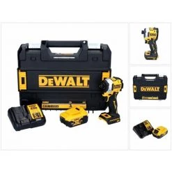 DeWalt DCF 850 P1 Visseuse à Percussion Sans Fil, Sans Balai, 205 Nm 18V + 1x Batterie 5,0 Ah + Chargeur + Coffret TSTAK + Madrin De 1/4"