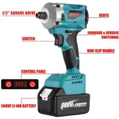 ONEVAN Clé électrique Sans Balais 18V, 350 N.m, Couple Réglable, 7 Vitesses, Sans Fil, Outil électrique 9 ONEVAN Clé électrique Sans Balais 18V, 350 N.m, Couple Réglable, 7 Vitesses, Sans Fil, Outil électrique -Clé Soldes Magasin 67818668 3