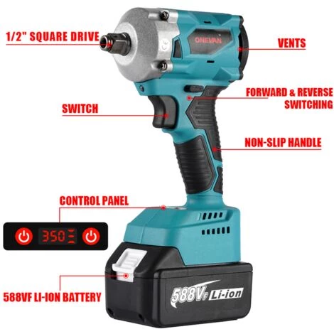 ONEVAN Clé électrique Sans Balais 18V, 350 N.m, Couple Réglable, 7 Vitesses, Sans Fil, Outil électrique 5 ONEVAN Clé électrique Sans Balais 18V, 350 N.m, Couple Réglable, 7 Vitesses, Sans Fil, Outil électrique – Image 3