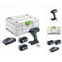 Festool TID 18-Basic Visseuse à Percussion Sans Fil 180Nm 1/4" 18V + 2x Batteries 5,2Ah + Chargeur + Coffret Systainer (576481)