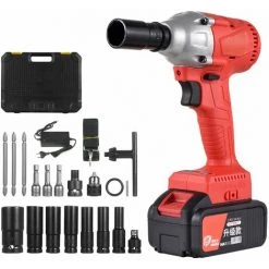 ASUPERMALL Clé à Chocs Sans Fil 21V Sans Balais Avec Mandrin 1/2in 320N.m Couple 1980W Kit De Clé à Main Tournevis électrique à Vitesse Variable Avec Batterie Lithium 3.0Ah Chargeur Rapide, 1 Batterie Avec Accessoires - 1 Batterie Avec Accessoires