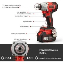 NINGX (Clé à Chocs Sans Fil Brushless+Perceuse A Percussion +Meuleuse D'angle Brushless) Pack 3 Outils 20V 2*Batteries 3Ah -Clé Soldes Magasin 68318072 2