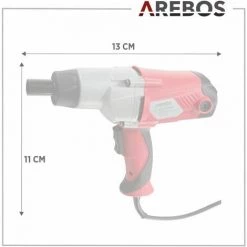 AREBOS Cle A Choc 1100 W | Clé A Chocs Electrique | Boulonneuse A Choc | 450 Nm | 2200 Rpm | Poignée Antidérapante Soft Grip | Mécanisme De Frappe à Marteau | 4 Prises Incluses - Rouge -Clé Soldes Magasin 7557574 5