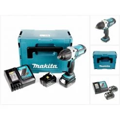 Makita DTW 450 RTJ 18V Li-ion Boulonneuse à Chocs Sans Fil Avec Boîtier Makpac + 2x Batteries BL 1850 5,0 Ah + Chargeur Rapide DC 18 RC